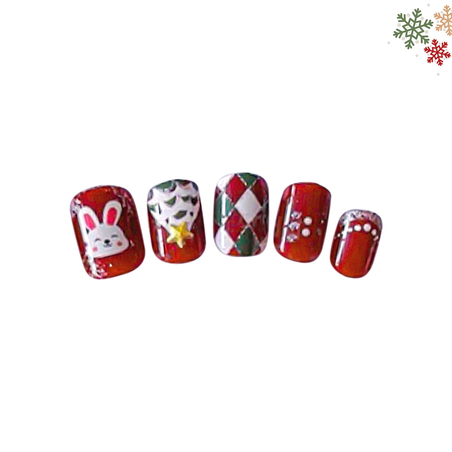 Bunny Plaid-Round Nails