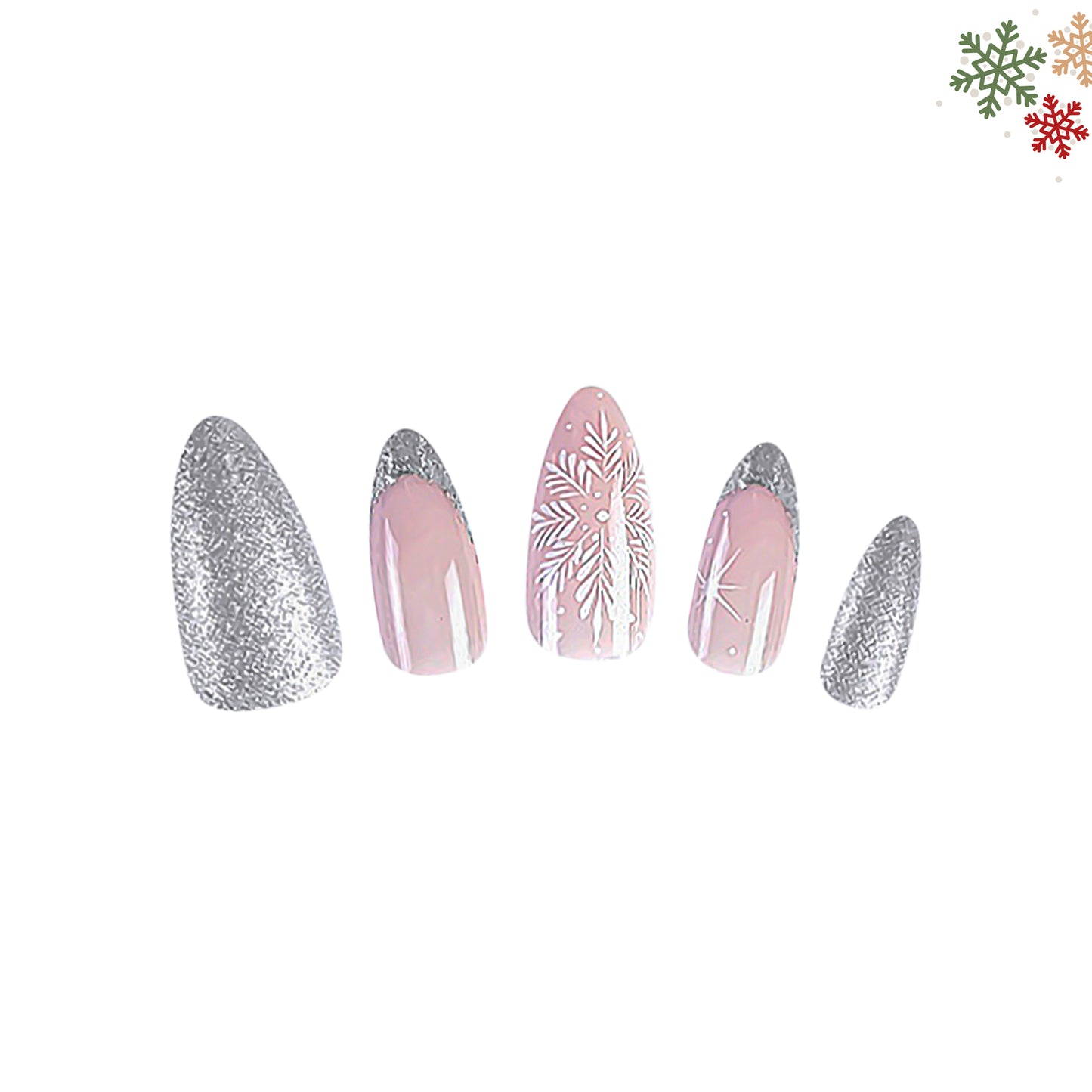 Silver Snowfall-Almond Nails
