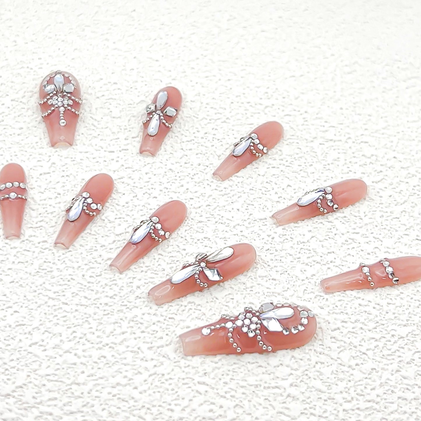 Handmade|Tear of Pink Diamonds-Coffin Nails