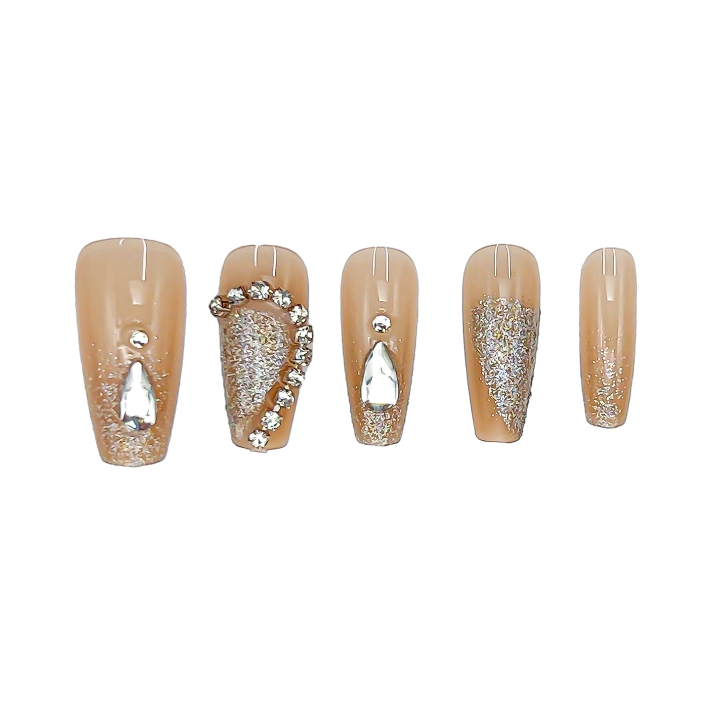 Sheer Pink Gleam-Coffin Nails
