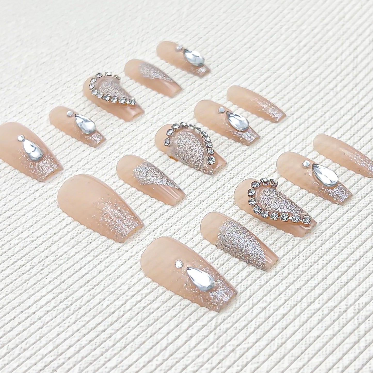 Sheer Pink Gleam-Coffin Nails