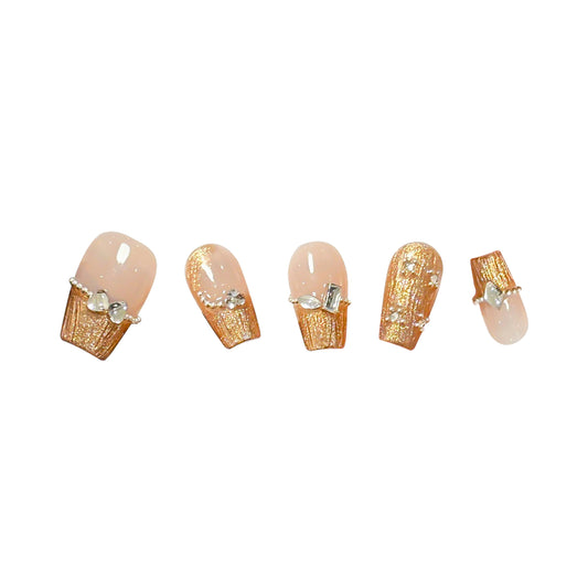 Handmade|Gilded Serenity-Coffin Nails