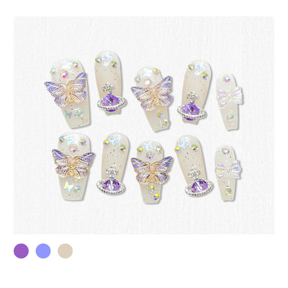 Handmade|Opulent Galactic Butterflies-Coffin Nails