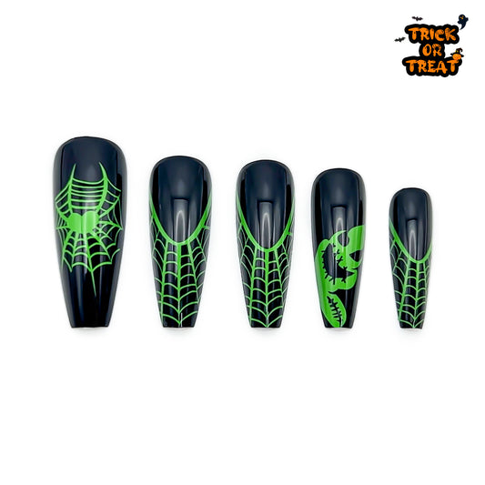 Green Goblin Grin-Coffin Nails
